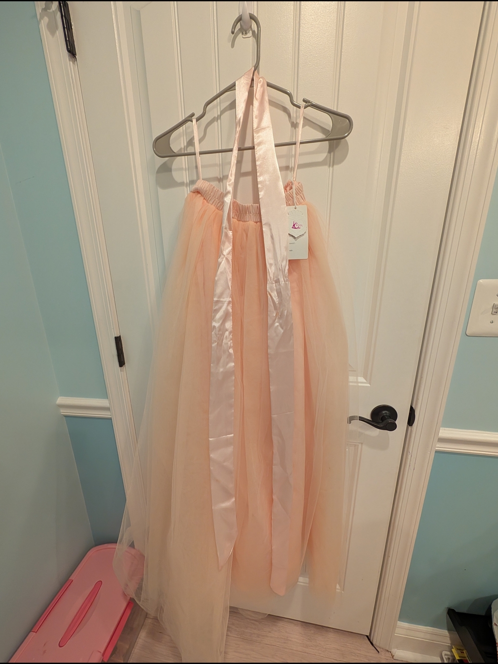 Peach Tulle Ballet Skirt with Satin Sash